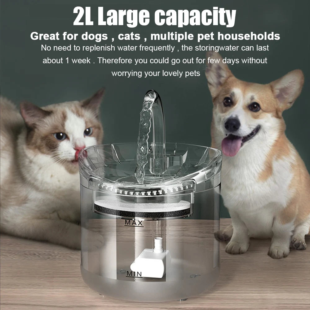 2L Automatic Drinker Electric Water Dispenser Water Flowing Fountain Filter Dog Cat Drinking Fountain Pet Drinking Feeder