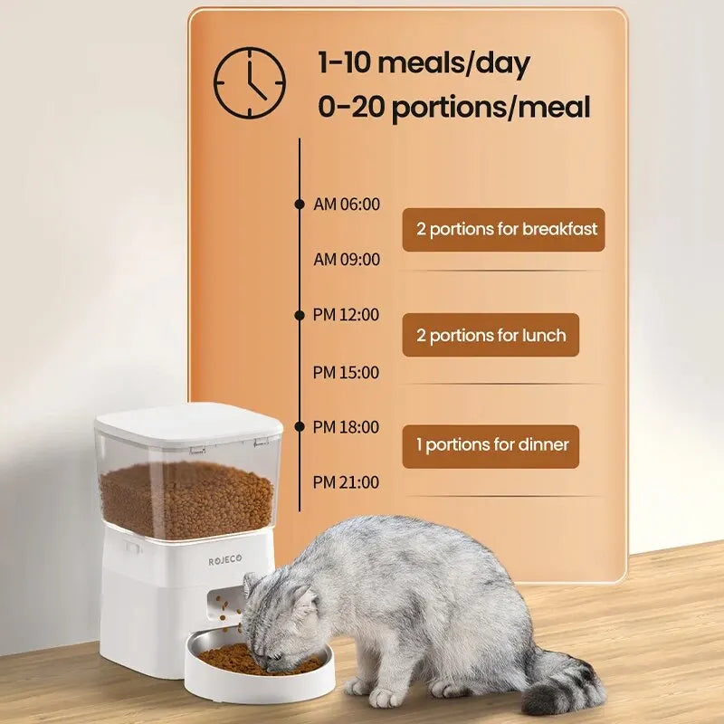 ROJECO 2L Automatic Cat Feeder WIFI Smart Pet Food Dispenser For Dry Food Dogs Kibble Dispenser With Remote Control Accessories